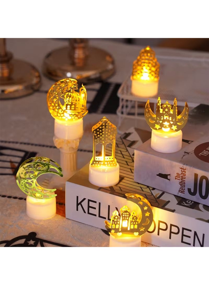 بينكو زينات رمضان ، 6 رمضان عيد الفطر ديكور خفيف ، منارة قلعة قمر ذهبية عيد مبارك مصباح فانوس صغير ، مصباح ليلي ليد رمضان عيد الفطر ديكور حفلات عشاء منزلي هدية طاولة - Image 1